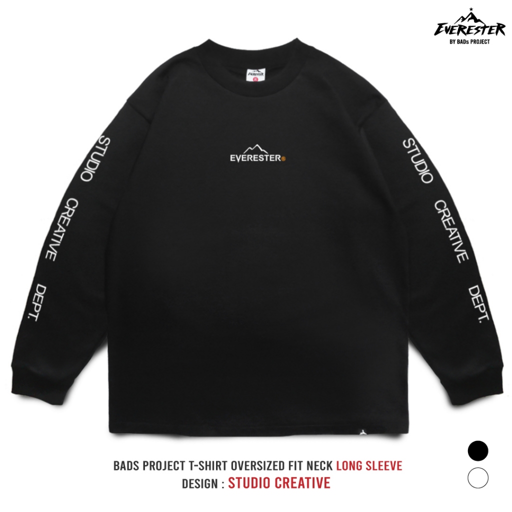 EVERESTER เสื้อแขนยาว Oversize (แขนจั้ม) "Studio Creative" เสื้อยืด สีดำ เสื้อแขนยาวผู้ชาย EOLF