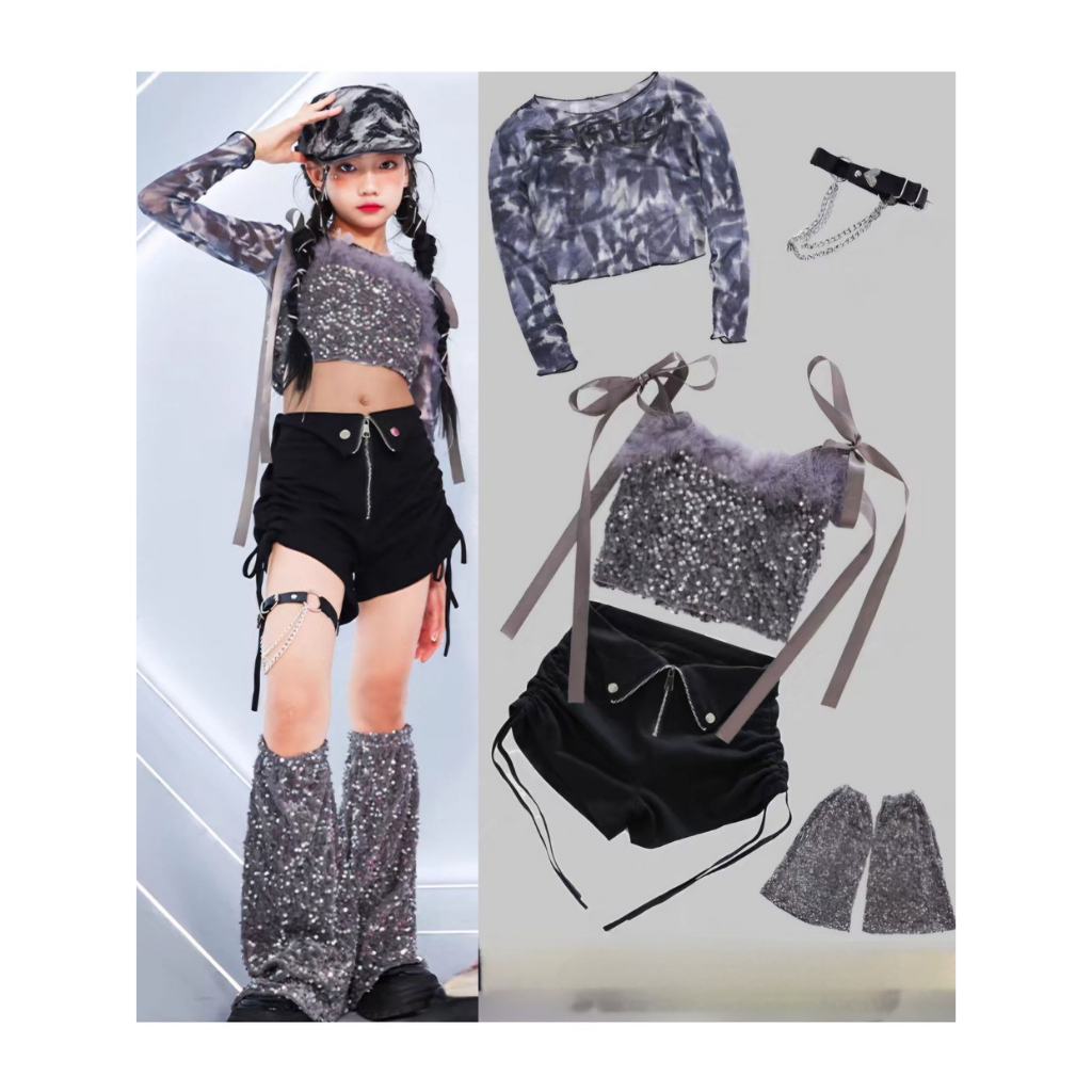 ชุดเต้น cover dance ชุดฮิปฮอป สีดำ