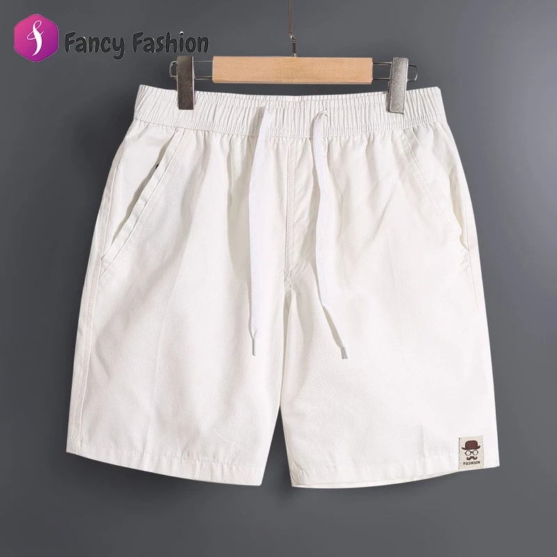 Fancy Fashion กางเกงขาสั้นผู้ชายฤดูร้อน มีกระเป๋าหลังและเอวยางยืด ผลิตจากผ้าฝ้าย สวมใส่สบาย