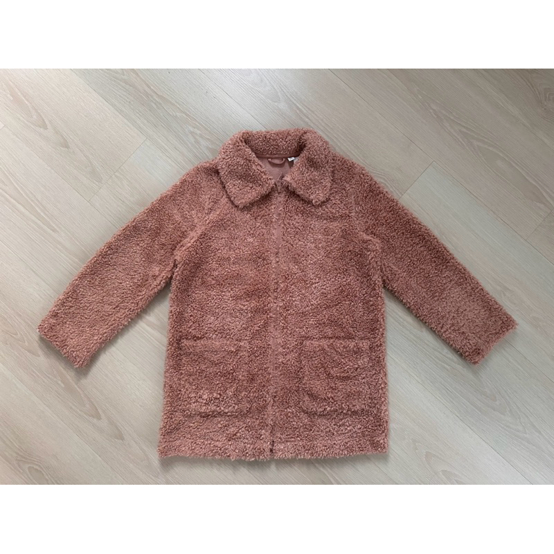 เสื้อกันหนาว ขนฟลีซ เด็กผู้หญิง Uniqlo Kids สีชมพูกะปิ ไซส์ 140