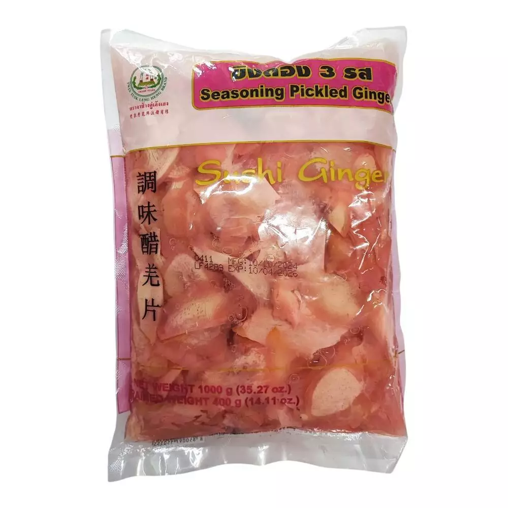 ขิงดอง 3 รส Seasoning Pickled Ginger ตรา งาช้างคู่เล้งเฮง ขนาด 1,000 กรัม