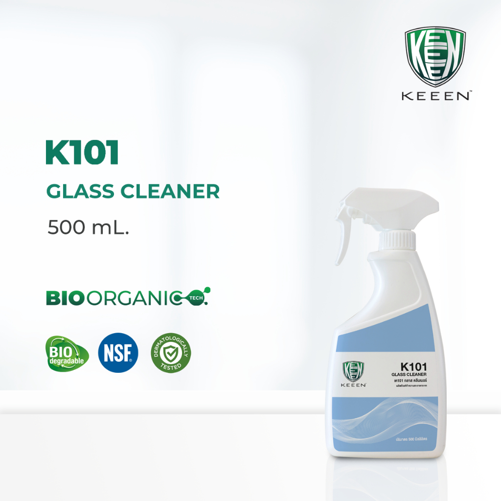 Keeen ผลิตภัณฑ์น้ำยาเช็คคราบมัน บนกระจก - K101 GLASS CLEANER 500 ML