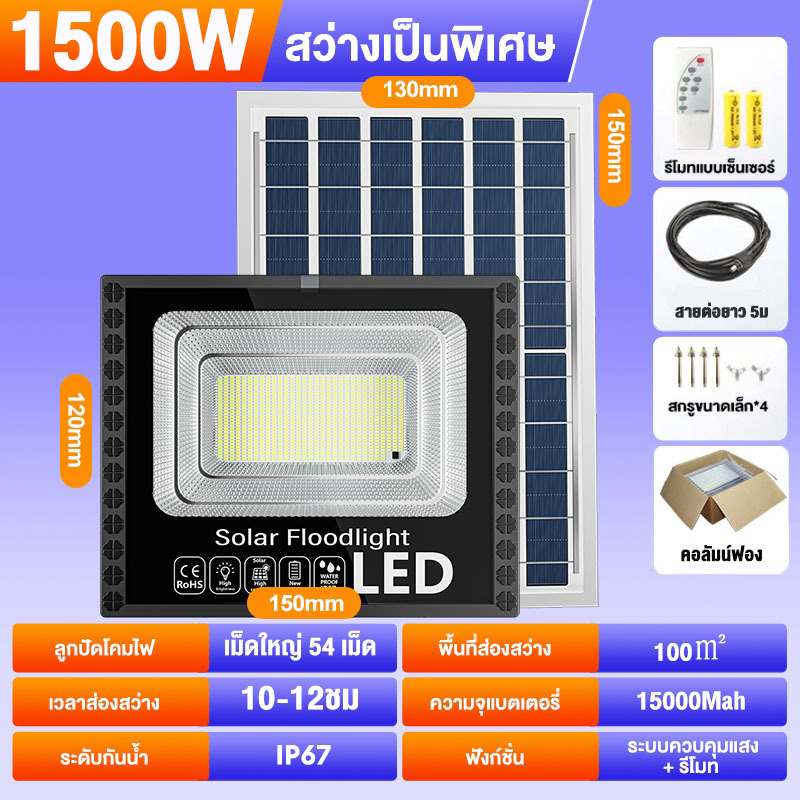 【รับประกัน10ปี】ไฟโซล่าเซลล์ ไฟโซล่าเซล ใหม่ solar light ไฟ LED โซล่าเซลล์ 20000W สปอตไลท์ ไฟถนน