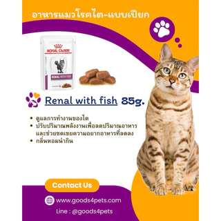(หมดอายุ : 06/02/2028 royal canin อาหารแมวโรคไต รุ่น renal with fish 85 กรัม (12 ซอง)