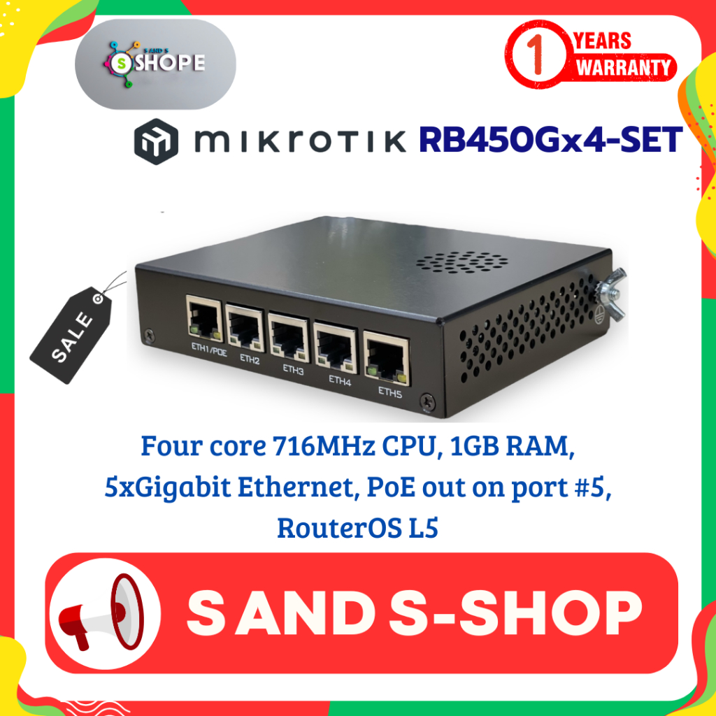 Mikrotik RB450Gx4-SET⚡️ส่งไว⚡️รับประกัน 1 ปี⚡️ออกใบกำกับภาษีได้⚡️🔥สั่งซื้อได้เลย🔥