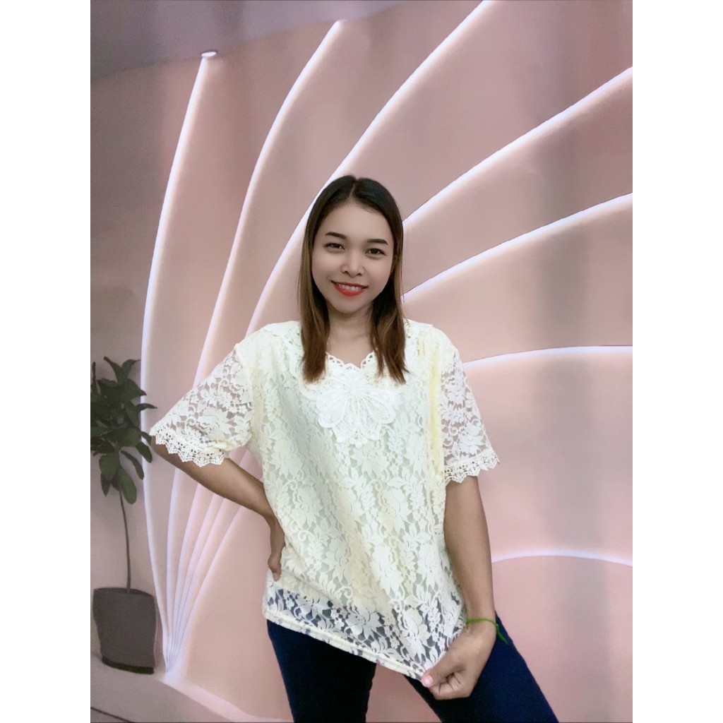 เสื้อลูกไม้ ผ้านิ่ม เสื้อลูกไม้สีขาว เสื้อลูกไม้ใส่กับผ้าถุง  ใส่ออกงานต่างๆ มีซับในใส่สบาย ไปวัด รุ