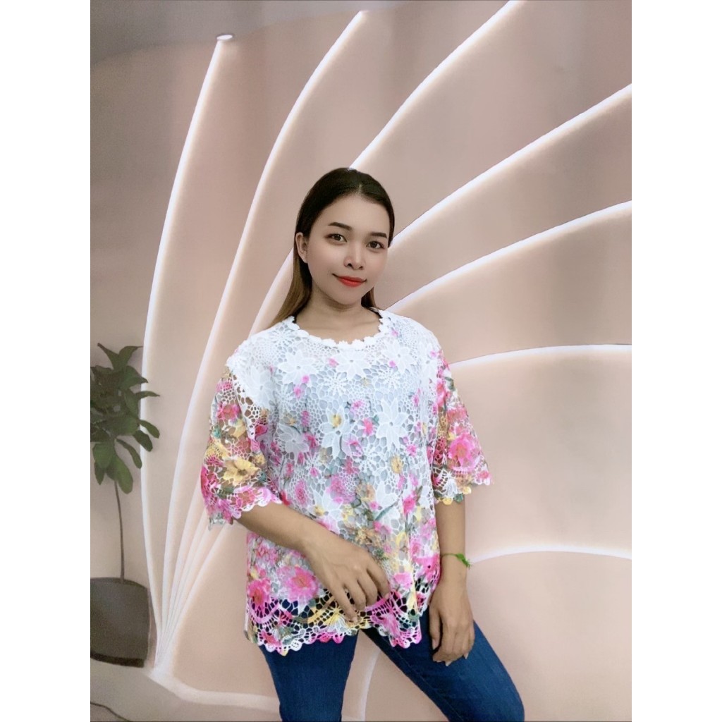 เสื้อลูกไม้ เสื้อลูกไม้มสาวอวบ เสื้อลูกไม้ใส่กับผ้าถุง ไปวัด ออกงานต่างๆ รุ่น4605