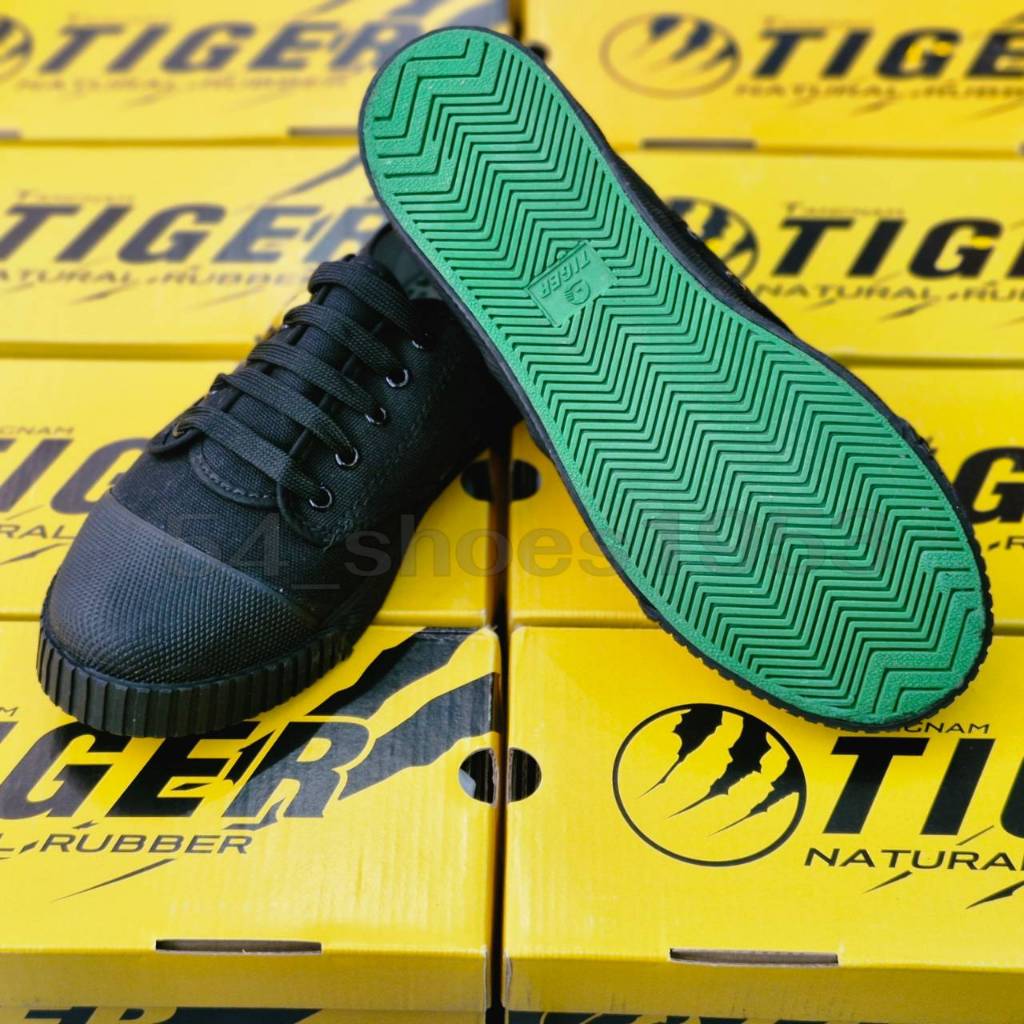 รองเท้านักเรียน รองเท้าผ้าใบ Tiger(ไทเกอร์) รุ่นT205 พื้นเขียว สีน้ำตาล ขาว ดำ พร้อมส่ง