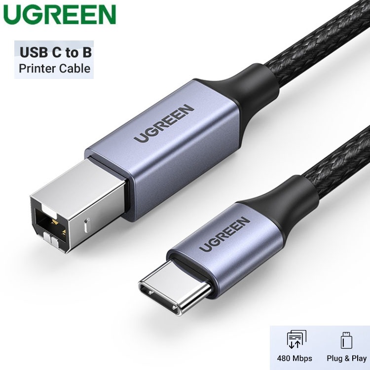 UGREEN รุ่น US370 สายต่อปริ้นเตอร์ USB C to USB Type B 2.0 Printer Cable 3FT Printer Scanner Cord