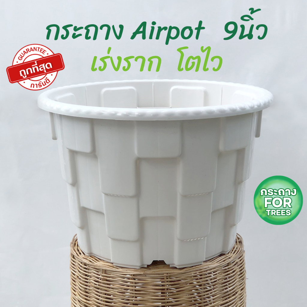 รุ่นใหม่ กระถาง airpot 9นิ้ว พลาสติกแข็งแรง ขาว ดำ มีของพร้อมจัดส่ง เร่งราก ระบายน้ำดี