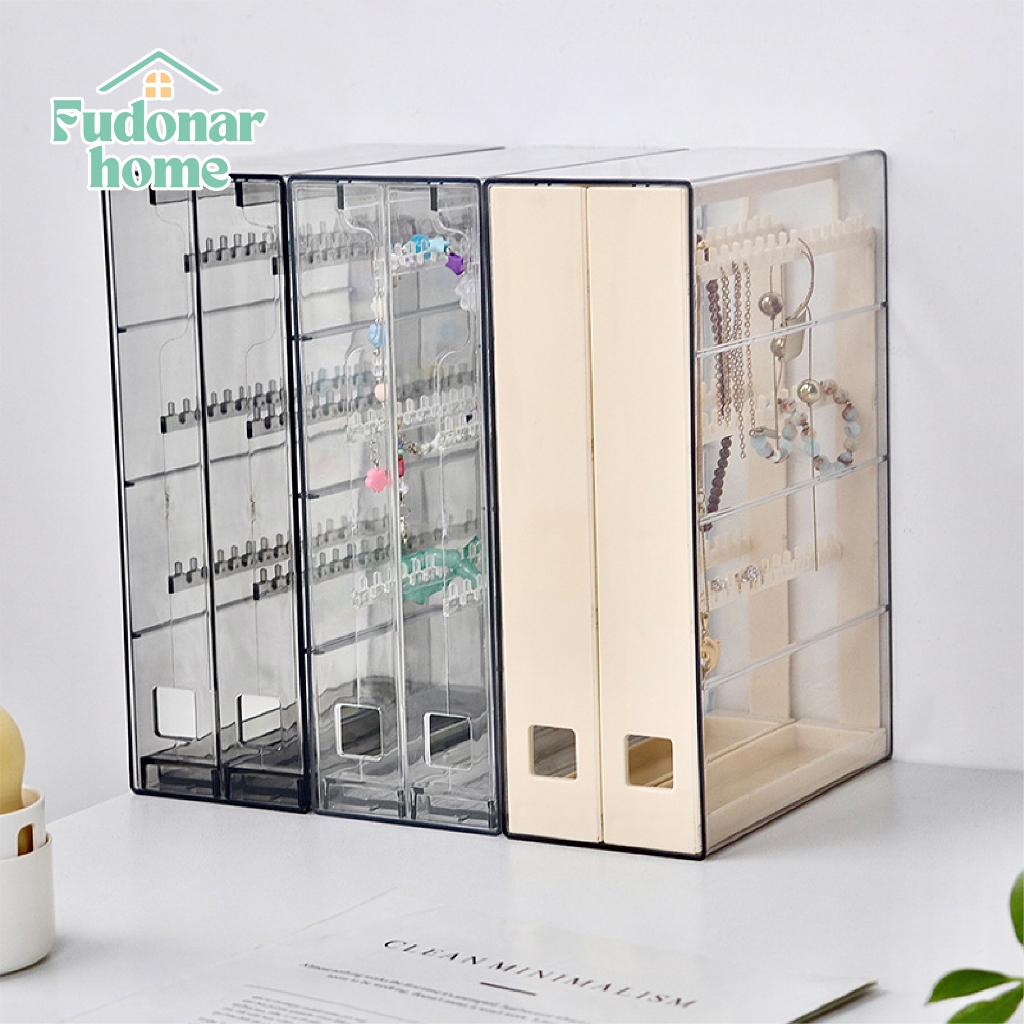 Fudonar กล่องเครื่องประดับ กล่องอะคริลิคกันฝุ่น ขนาดใหญ่ จัดระเบียบโต๊ะเครื่องแป้ง สินค้าพร้อมส่ง รูปที่ 3