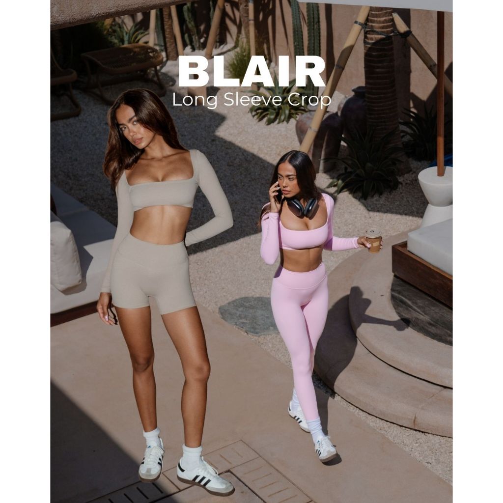เสื้อแขนยาวออกกำลังกาย Blair Scoop Long Sleeve Crop คอเหลี่ยม มีฟองน้ำ