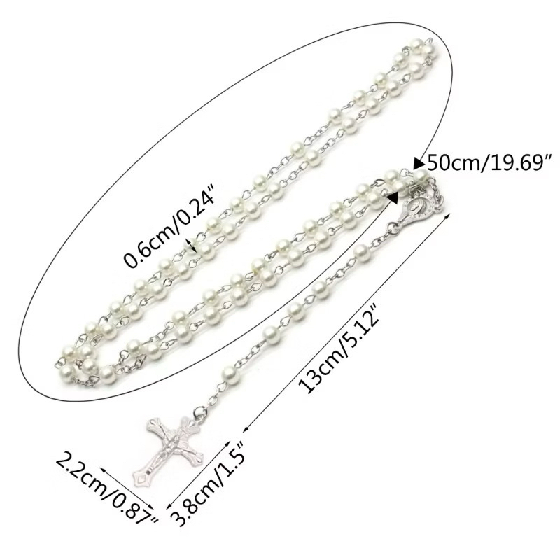 สร้อยคอไม้กางเขน สร้อยคอแฟชั่นประดับมุก พร้อมส่งจากไทย🇹🇭 - รูปที่ 2