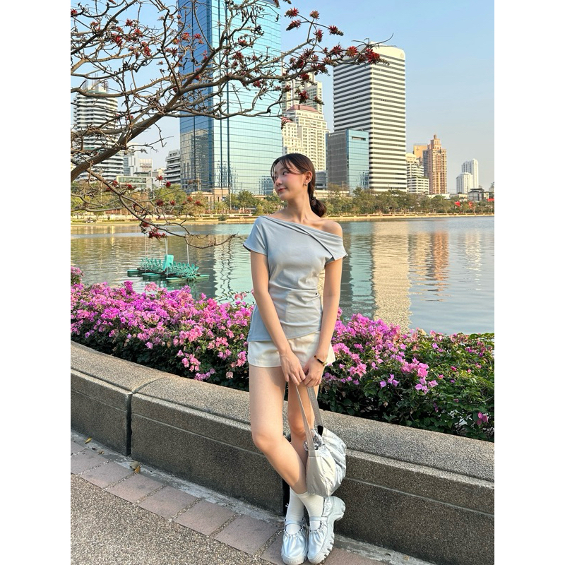 AGLEAMIN3011 | Sydney top เสื้อแขนสั้นเปิดไหล่ - รูปที่ 4