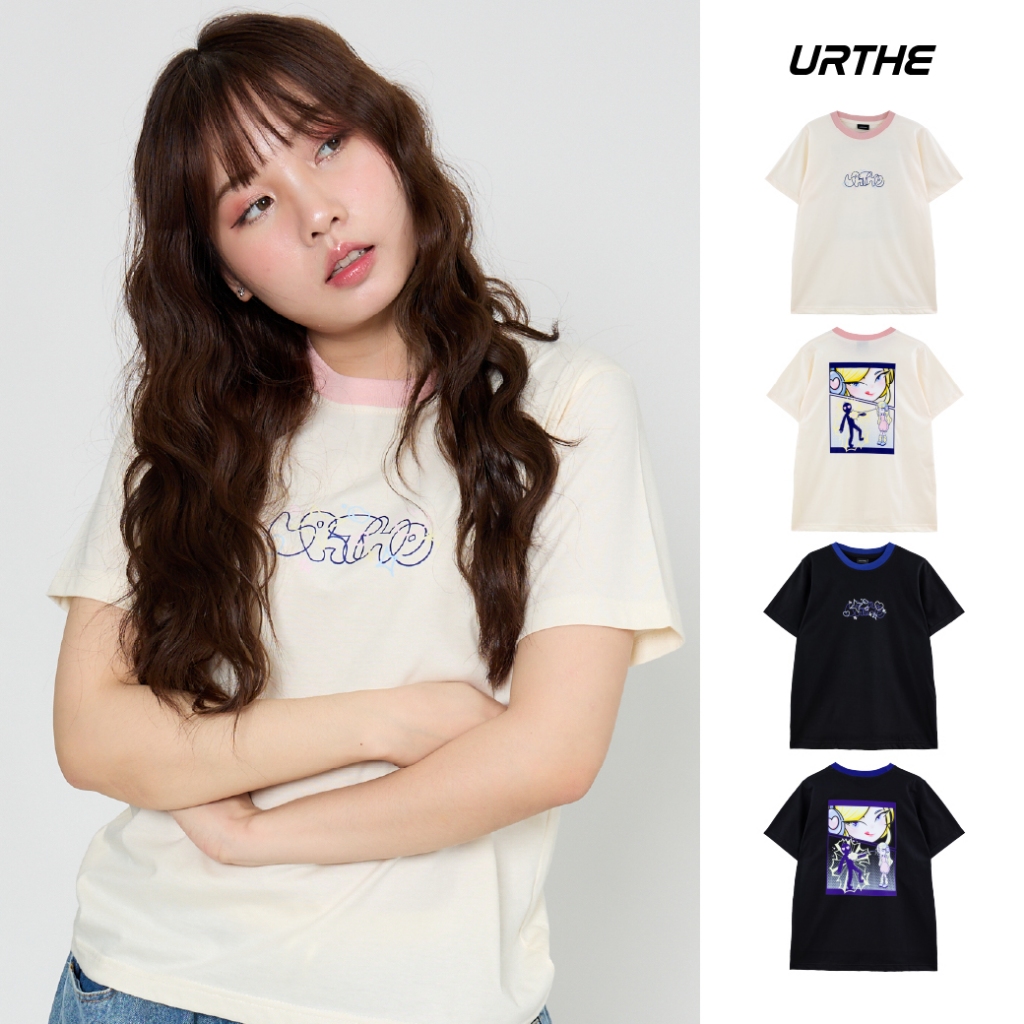 URTHE - เสื้อยืด เเขนสั้น สกรีนลาย Col. FUR24 รุ่น HEARTBEAT