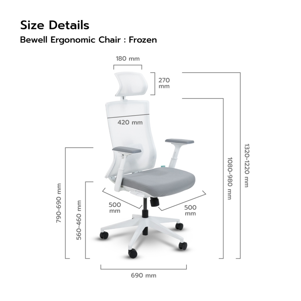 Bewell Ergonomic Desk&Chair เซ็ตโต๊ะปรับระดับมอเตอร์เดี่ยว และเก้าอี้เพื่อสุขภาพรุ่น Frozen สีขาว ราคา ถูกที่สุด ดีลบีเคเค แกลเลอรีภาพที่ 6
