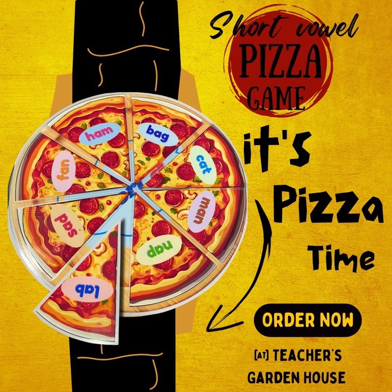 📍สื่อการสอนภาษาอังกฤษ สื่อเกม Pizza หมวด Short Vowel (a e i o u) สำเร็จรูป