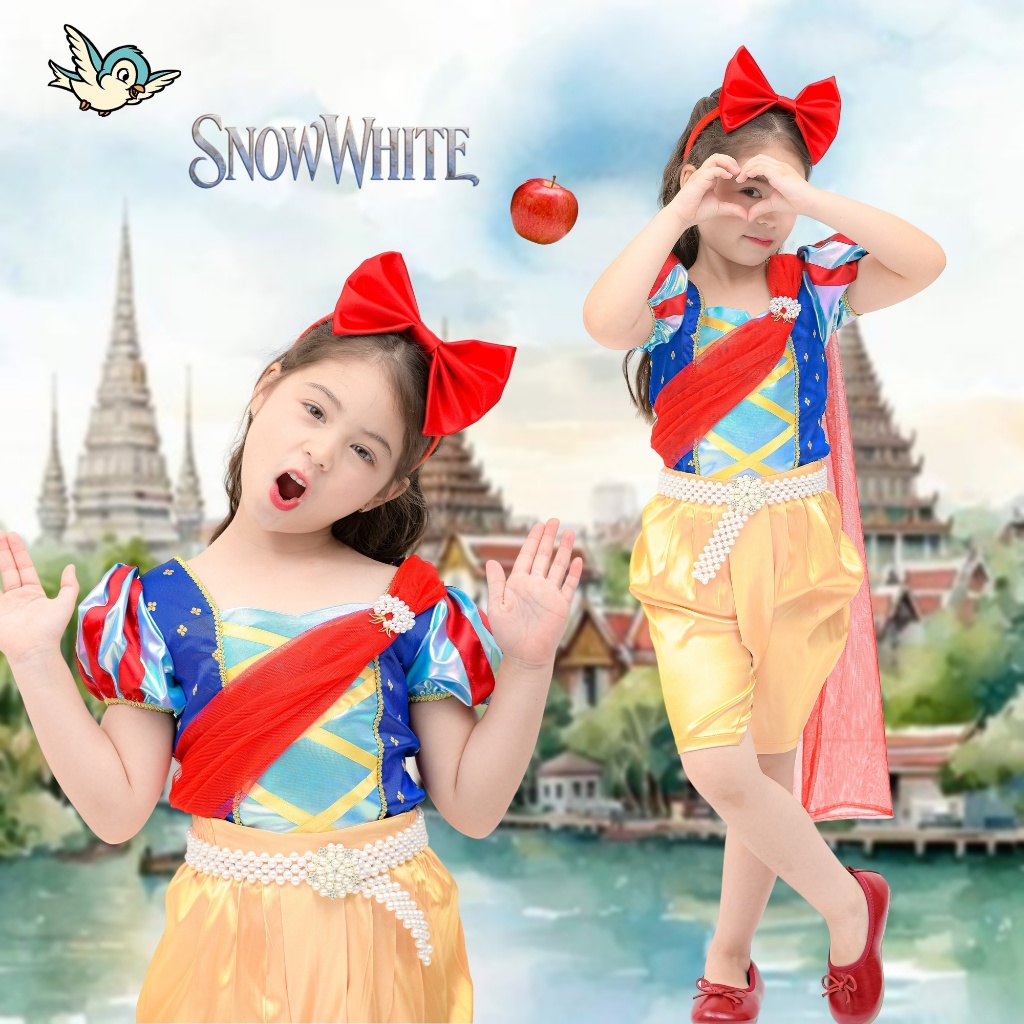 ชุดเจ้าหญิง สโนว์ไวท์ ชุดไทยเด็ก ชุดไทย เจ้าหญิง ราพันเซล เอลซ่า Snow white Rapunzel Elsa Princess
