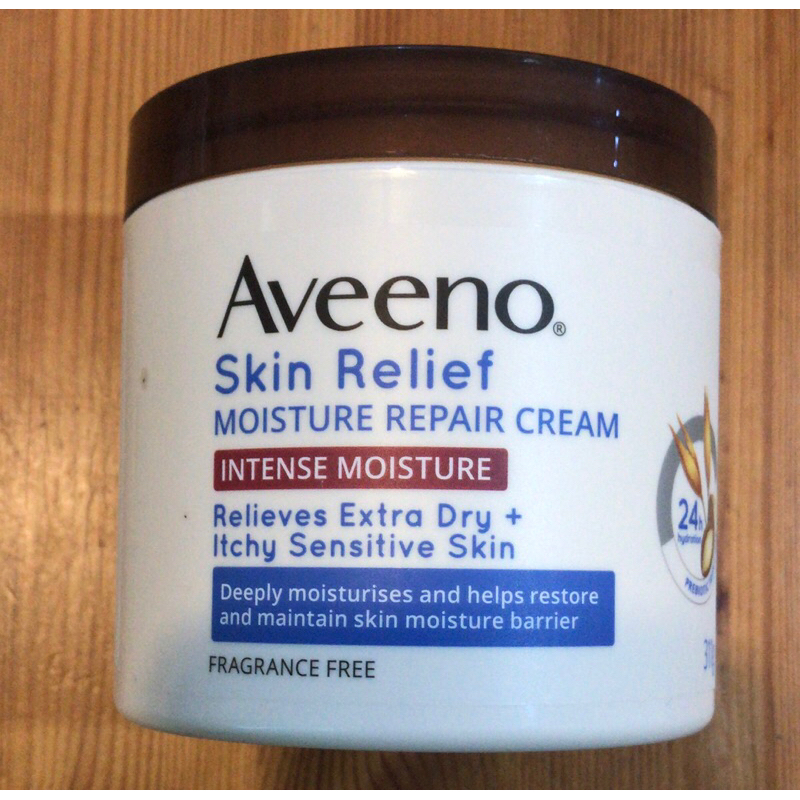 ✔️ของแท้ ♥️ Aveeno Skin Relief Moisture Repair Cream Fragrance Free 311 g  ผิวแห้ง-แห้งมาก Exp 2028 สีเขียว หน้า มือ ตัว