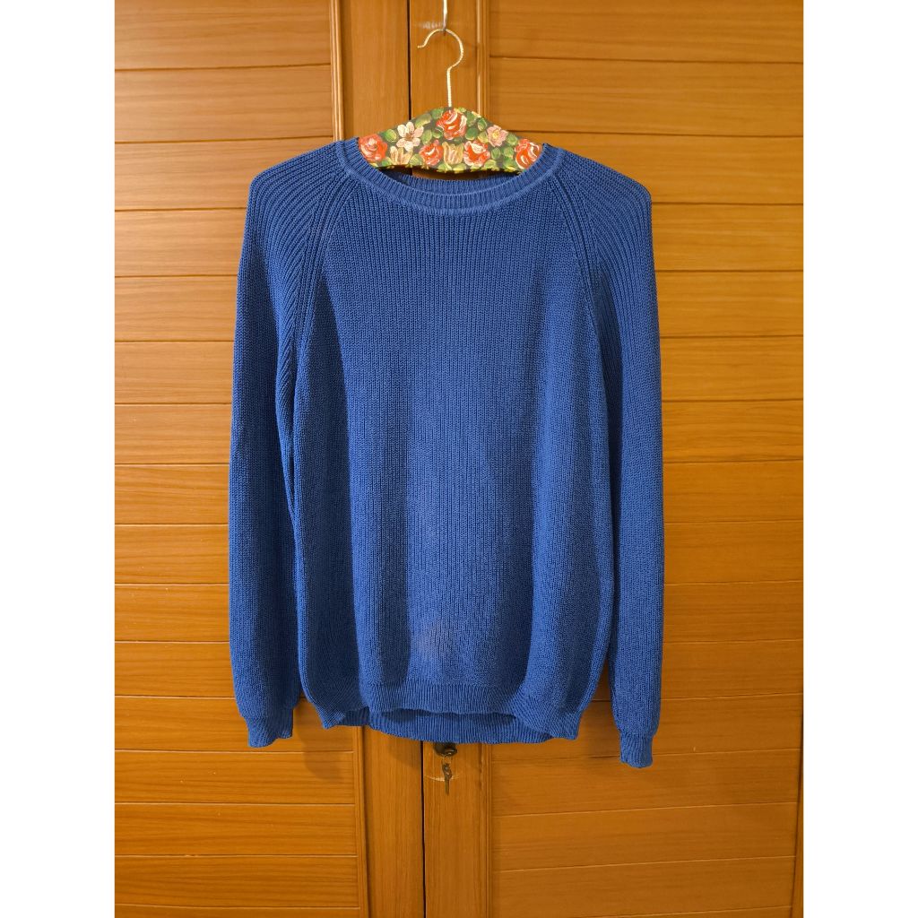 WEEKEND MaxMara Blue Cotton Sweater Jumper Size M(ตำหนิสีตก)