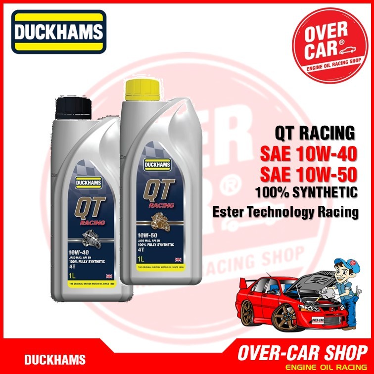 น้ำมันเครื่อง DUCKHAMS สังเคราะห์ 100% รุ่น QT RACING Synthetic JASO MA2 / API SN 10W-40 /10W-50
