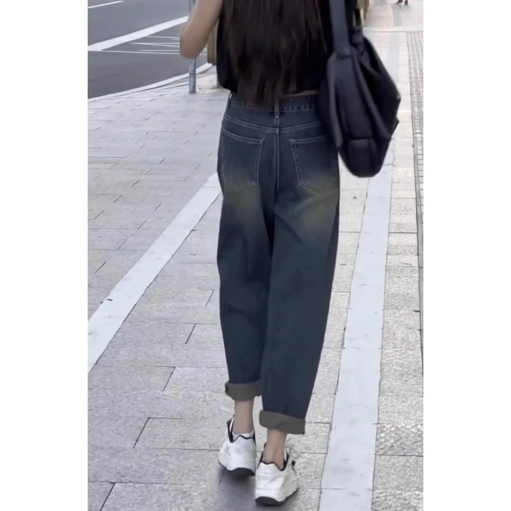 กางเกงยีนส์ฮาเร็ม S-10XL กางเกงยีนส์ขายาว เอวสูงทรงหลวม พลัสไซส์ - รูปที่ 7