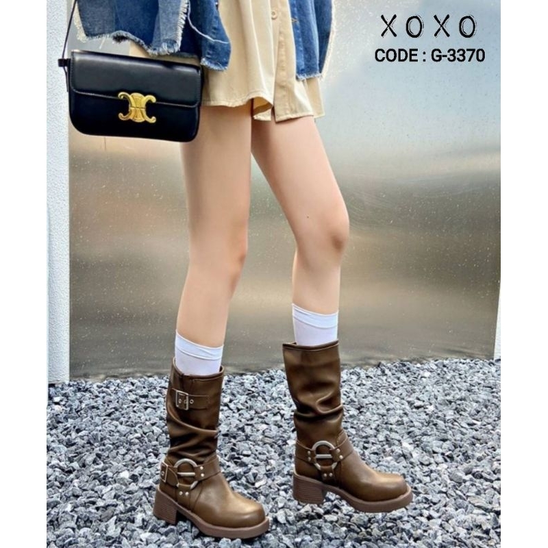 (พร้อมส่ง=ดำ:SZ35,36,37,38),(SZ.อื่นๆพรี=ส่งได้ 28/05/68) -25%(เก็บโค้ด) รองเท้าบูทยาว ติดแกรม.
