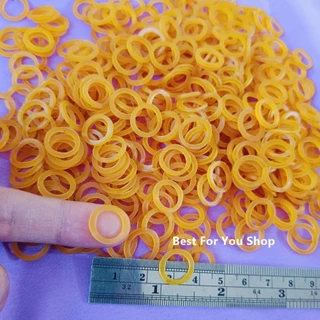 หนังยาง (สีเหลือง) จิ๋ว เส้นเล็ก ขนาด 1 cm (แพ็ค 50 กรัม) สำหรับรัดของที่มีขนาดเล็ก ยางวงเล็ก ทนทานยืดหยุ่น mini rubber