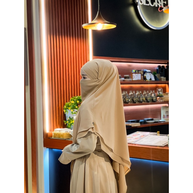 khimar(ผ้าคลุมชีฟองสวมสองชั้นปิดหน้าในตัวทรงฝรั่งเศษอาหรับ)