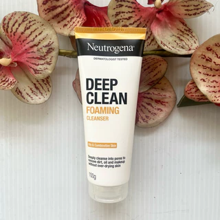 100, 150 g. ผลิต 06/25 Neutrogena Foam Deep Clean นูโทรจีน่า โฟมล้างหน้า ดีพ คลีน โฟมมิ่ง คลีนเซอร์ หลอดขาว