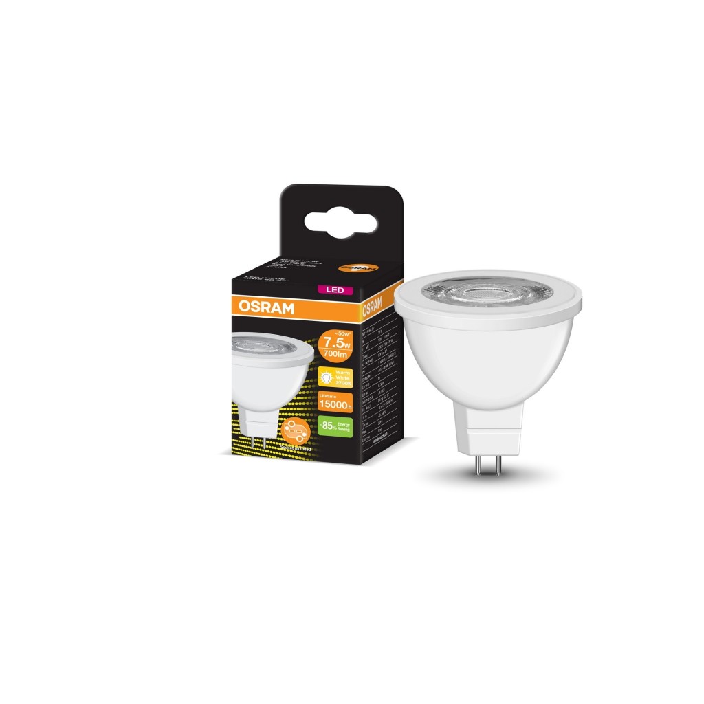 หลอดLED MR16 ต่อตรง 220V รุ่น LV MR16 36D 7.5วัตต์ GU5.3 OSRAM