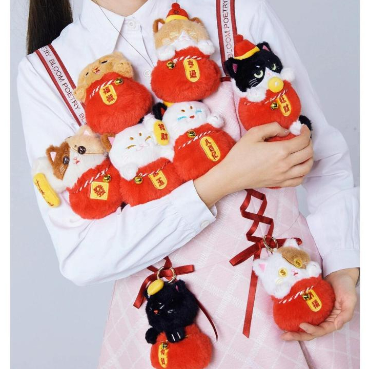 (สุ่ม/พร้อมส่ง ) พวงกุญแจแมวนำโชค lucky Cat Pocket Series