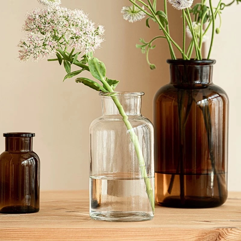 OurHome [พร้อมส่ง] แจกันแก้ว ins glass vase แจกันเรียบง่าย ของแต่งบ้าน พร็อพถ่ายรูป ร้านกาแฟ ร้านอาหาร ของตกแต่งโรงแรม