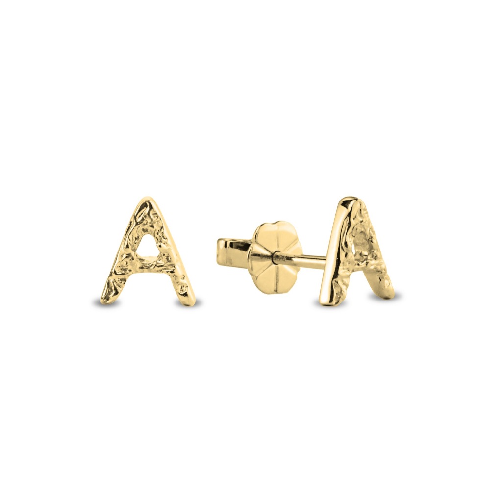 Patiara Alphabet Earring ต่างหูตัวอักษร เงินแท้ชุบทองคำแท้ 23K (A-M)