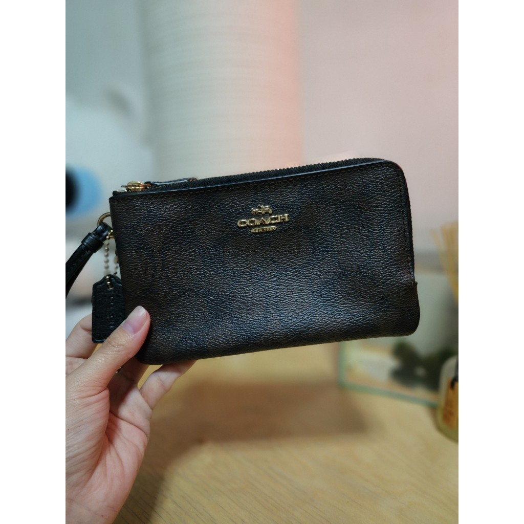 💯Coach double zip wristlet size S กระเป๋าคล้องมือ มือ1แท้💯