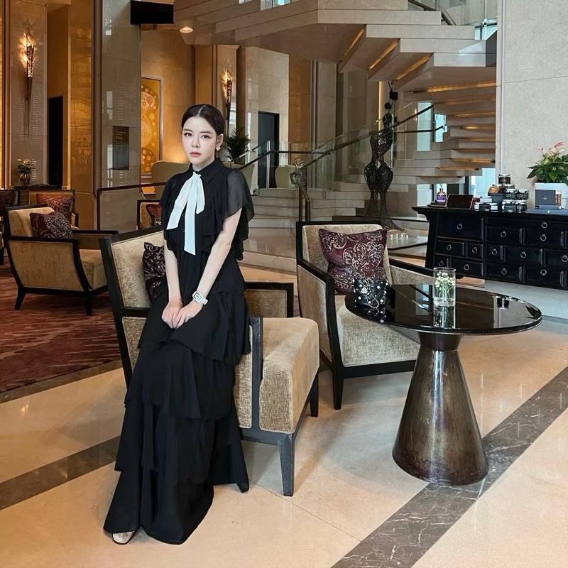 New with tag! FLAT2112 FF0031 : LADY DIANA Black size S เดรสสีดำ