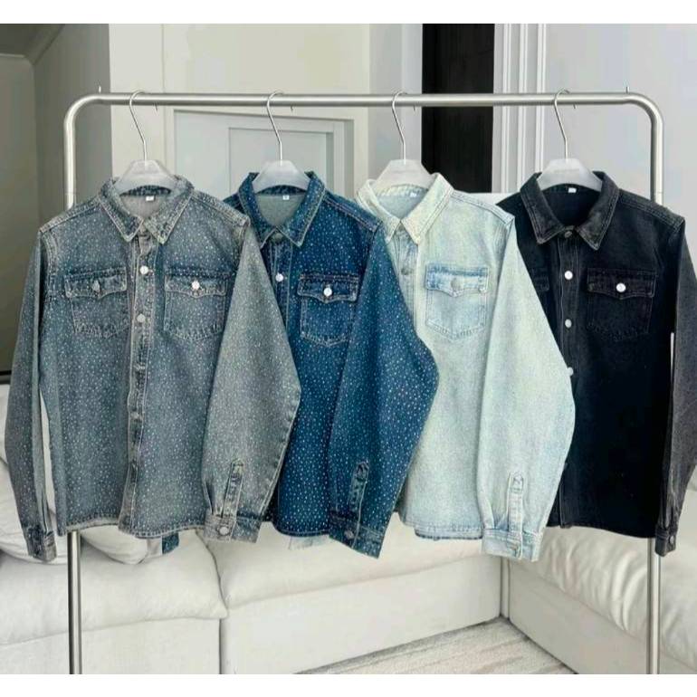 PTJ30212 Sparkle Denim Western Shirt เสื้อเชิ้ตยีนส์เพชร PROMTHONG