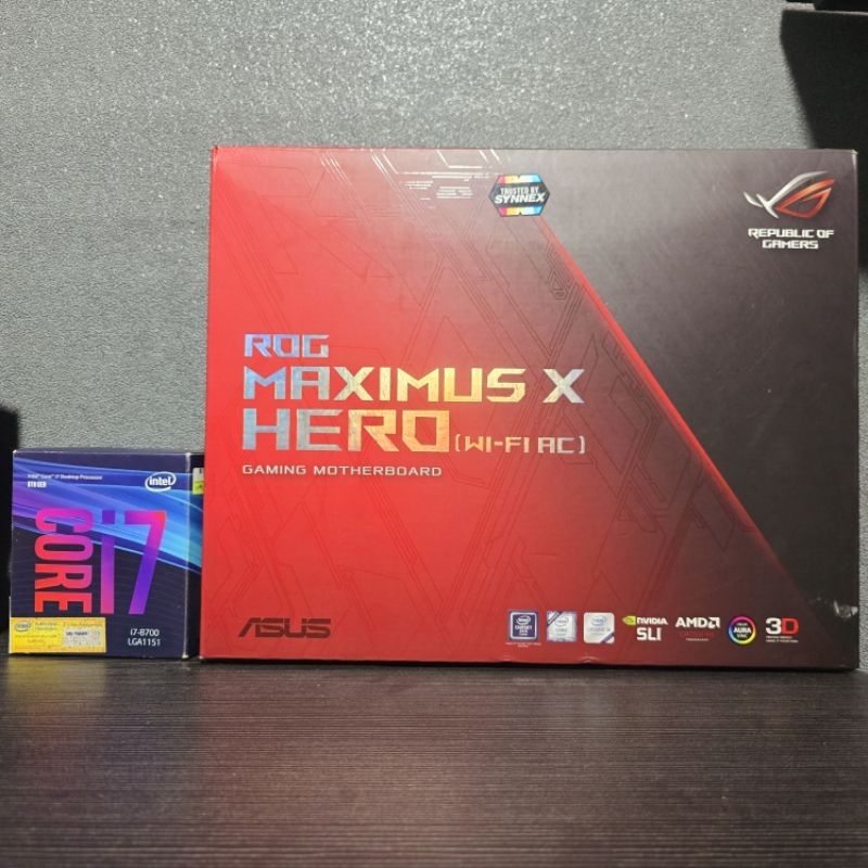 CPU INTEL CORE I7 8700 (มีการ์ดจอในตัว UHD 630) + Z370 ROG MAXIMUS X HERO (WI-FI AC) สินค้ามือ2 ใช้ง