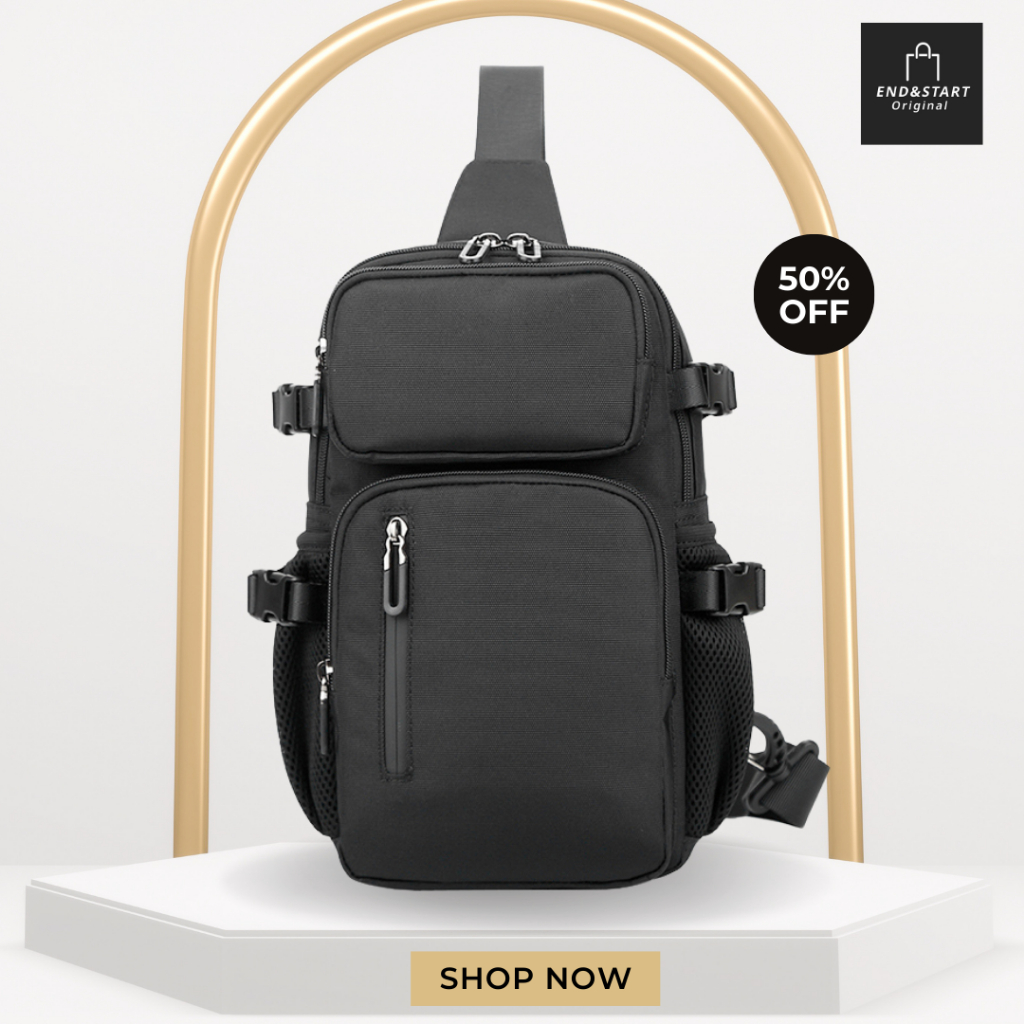 BAGB056 END&START ของแท้ ทรงสะพายข้าง คาดอดได้  มีช่องซิปด้านนอกหลายช่อง ใส่ของจุใจ ปรับซ้ายขวาได้