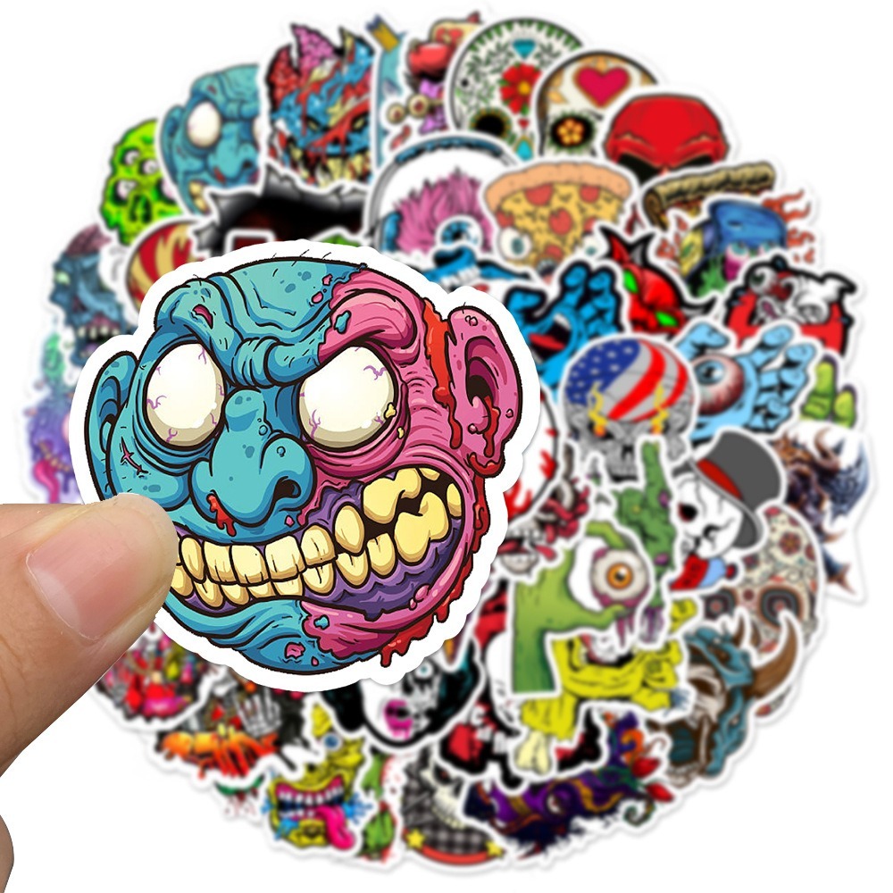 พร้อมส่ง punk ศิลปะกอทิก มาร liquid monster sticker สติกเกอร์กันน้ำ ศิลปะกอทิก 50ชิ้น halloween