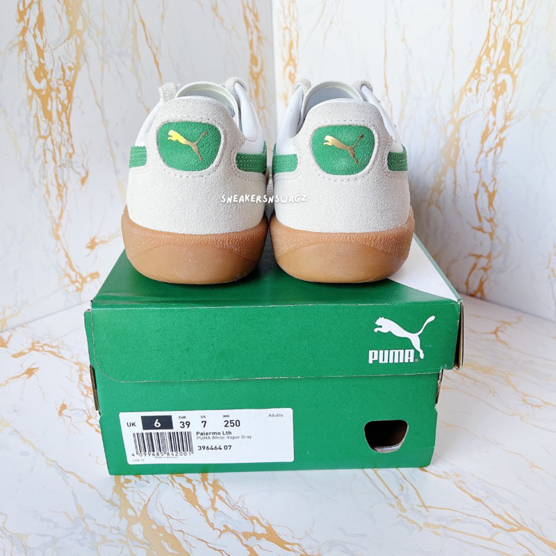 อ่านก่อนสั่งค่ะ 😊 [พรีออเดอร์] Puma Palermo Lth - (396464-07) Color: White/Vapor Gray/Archive Green