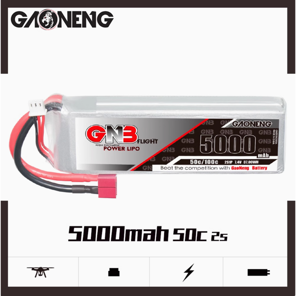 GAONENG GNB 2S 7.4V 5000mAh 50C LiPo Battery XT60 ของแท้ 100% จัดส่งจากไทย