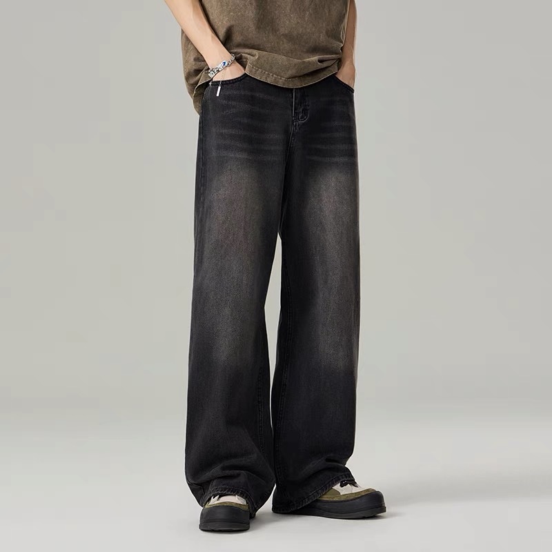 Baggy Jeans 10 สี กางเกงยีนส์ผู้ชายขากว้าง ไซลินไดรต์ พอดี คอปกปานกลางพอดีเก็บอย่างดี - 3