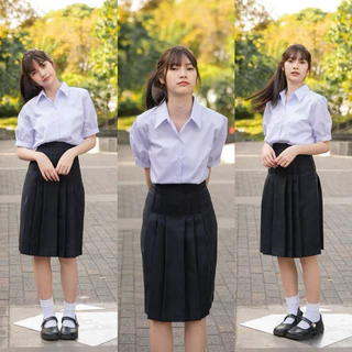 เสื้อนักเรียนหญิง เสื้อนักเรียน ม.ปลาย สีขาวโอโม่ Sz.36-50 (มีบิล)