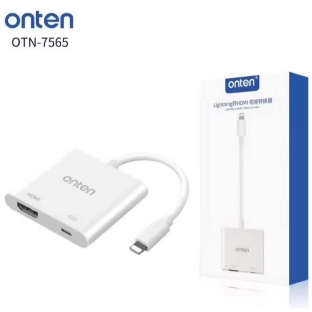 ONTEN OTN-7565 Lightning TO HDMI สามารถเชื่อมต่อกับสายHDMI ไปแสดงผลที่หน้าจอ คอมพิวเตอร์ TV และ โปรเ