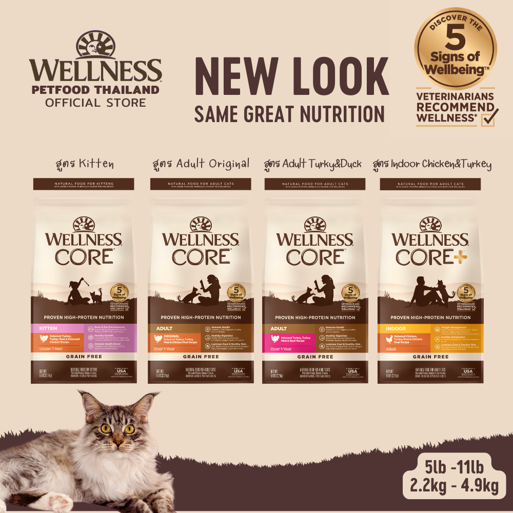 WELLNESS CORE อาหารแมว มีให้เลือกหลายสูตรทุกช่วงวัย (แมวเด็ก - แมวโต)