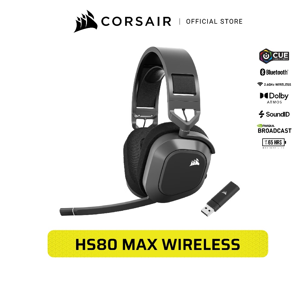 CORSAIR HEADSET HS80 MAX WIRELESS Gaming Headset, Steel Gray