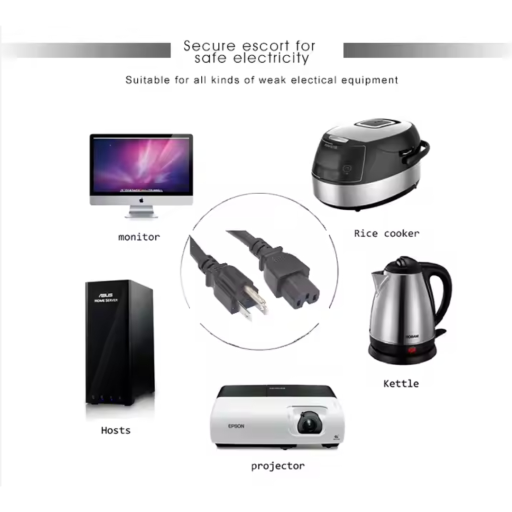 สาย ac power nema 5-15/c15 (3x1mm)(3x1.5mm) 1.8m 3m 5m 10m - รูปที่ 3