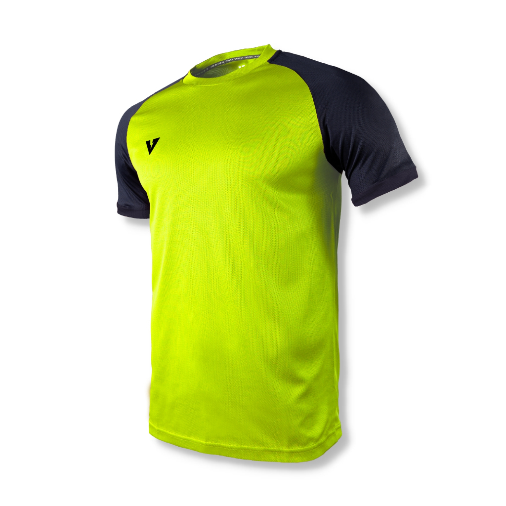 VOLT  เสื้อกีฬา ออกกำลังกาย แขนสั้น สีเขียวสะท้อนแสง ดำ VECTOR 001 ACADEMY NEONGREEN BLACK FOOTBALL