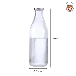 AILO ขวดแก้วใส่นํ้า 1 ลิตร แก้วหนาเป็นพิเศษ คุณภาพดี ดูดีมีรสนิยม ฝาเกลียวอะลูมิเนียม ปิดได้สนิท ของแท้